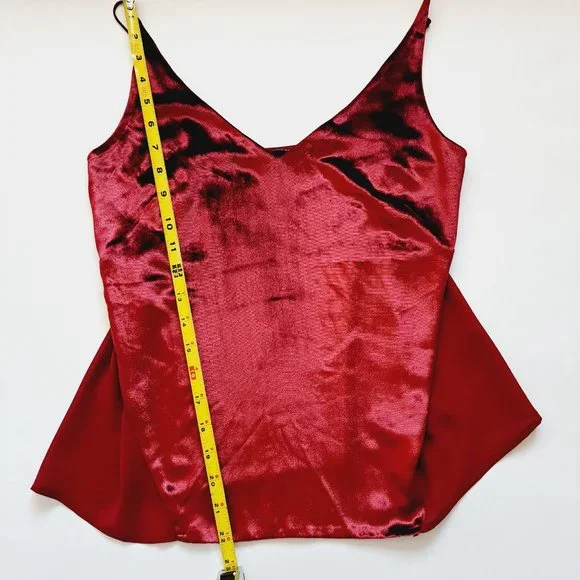 NEW J Brand Maroon Red Color Velvet Front Tank Top Shirt Size S